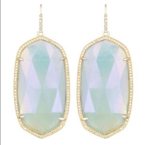 Kendra Scott Large Pave-Trim Iridescent Amazonite Drop Earrings